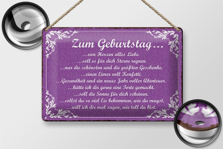 Blechschild Spruch 30x20cm zum Geburtstag alles Liebe