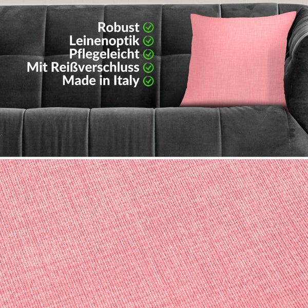 Kissenhülle Leinenoptik 60x60cm ohne Füllung Pink