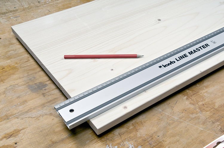 kwb LINE MASTER Präzisionslineal  1000-mm Universal-Führungsschiene für Kreissäge, Stichsäge und Oberfräse, Silber