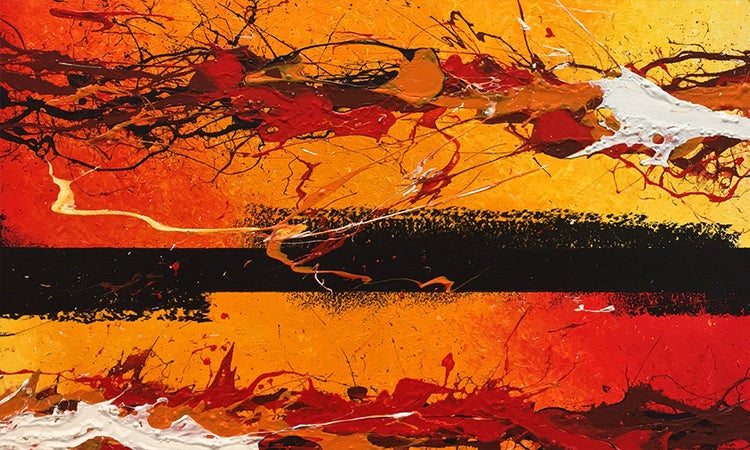 Das moderne Wandbild -Battle Of Fire- 210x70x2 cm handgemaltes Unikat
