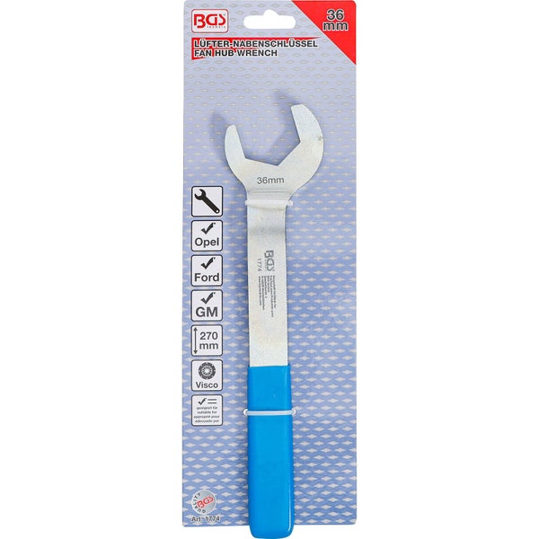 Lüfternabenschlüssel mit 36 Millimeter Maulweite für Opel, Ford und GM von BGS technic