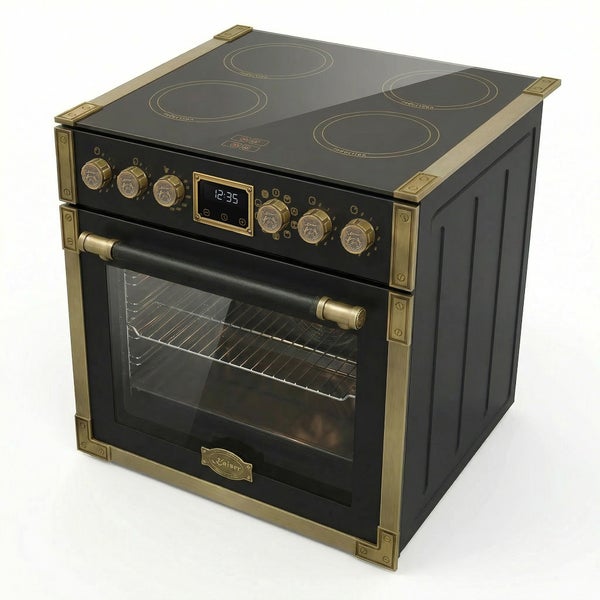 Kaiser Induktionsherd mit Backofen im Vintage Design mit Messing Akzenten