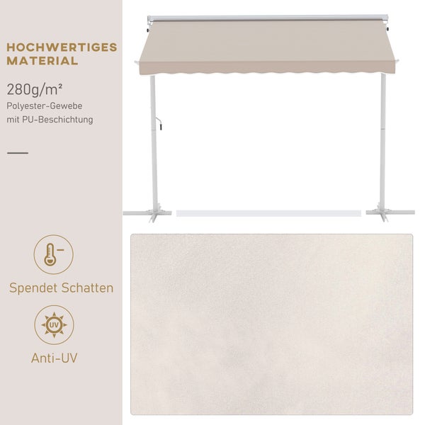 Outsunny Standmarkise, 300cm x 295cm x 255cm, Metall+Polyester, Cremeweiß