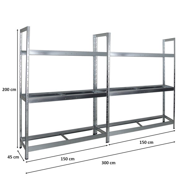 PROREGAL Mega Deal 2x Reifenregal Tiger XL HxBxT 200 x 150 x 45 cm Bis Zu 36 Reifen Verzinkt