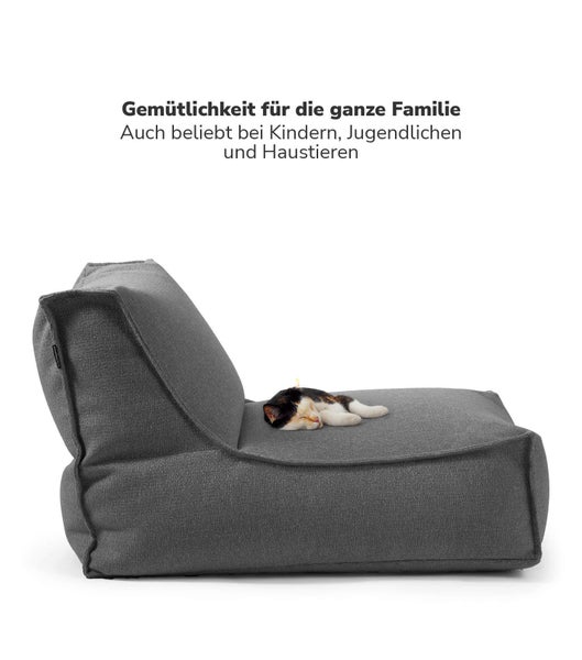 mokebo Sitzsack mit Hocker für Kinder und Erwachsene 'Der Sundowner', Bean Bag nachhaltig aus Recyclingstoff mit EPS-Perlen Füllung in Grau