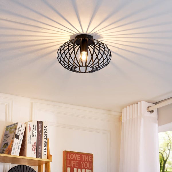 Lindby Deckenlampe Maivi (Modern) in Schwarz aus Metall (1 flammig, E27) - Deckenleuchte Lampe Wohnzimmerleuchte