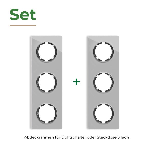 Set aus zwei dreifachen Abdeckrahmen für Lichtschalter oder Steckdosen