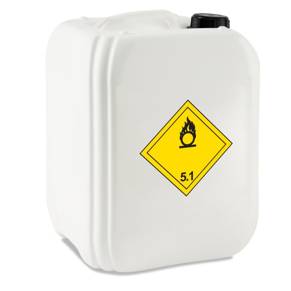 Kunststoffkanister mit Gefahrensymbol für oxidierende Stoffe