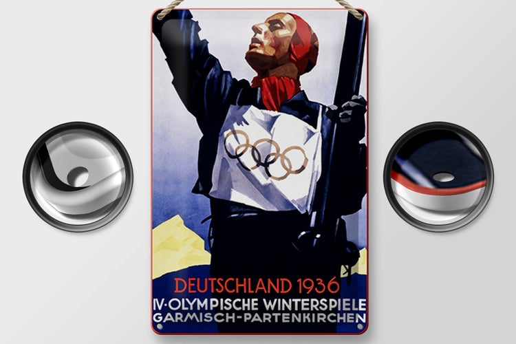 Blechschild Spruch 20x30cm Olympische Winterspiele 1936