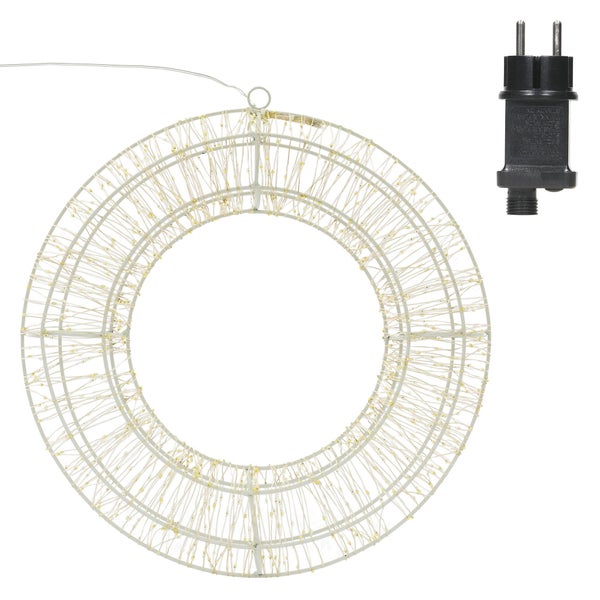 ECD Germany LED Metall Kranz Ø50cm mit 1440 LEDs, Warmweiß, Hängekranz mit Timer, IP44 Wasserdicht, Innen/Außen, Strombetrieben, LED Metallkranz Weihnachtskranz Lichterkranz Türkranz Weihnachten Deko