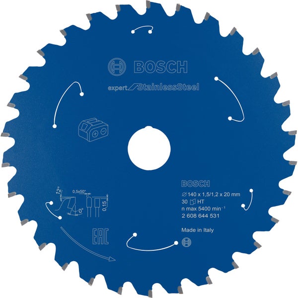 Bosch Kreissägeblatt Expert for Stainless Steel für Akku-Handkreissägen 140 x 1,5 x 20 30 Zähne - 2608644531