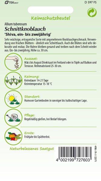 Samenpackung Schnittknoblauch zur Aussaat im Garten