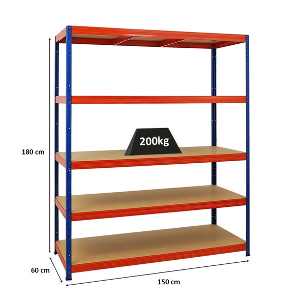 PROREGAL Schwerlastregal Giant Elephant HxBxT 180 x 150 x 60cm Fachlast 200kg Blau-Orange