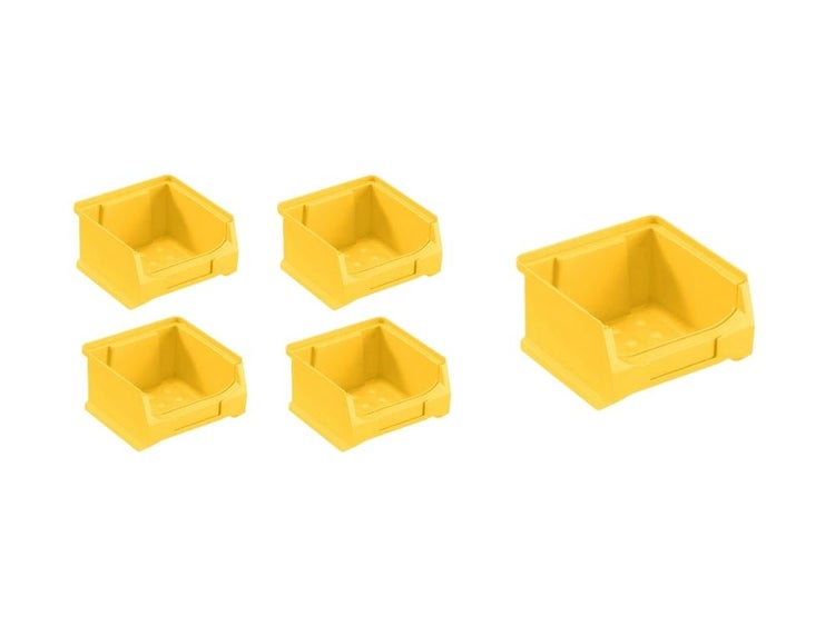 PROREGAL SparSet 5x Gelbe Sichtlagerbox 1.0 HxBxT 6 x 10 x 10 cm 0,4 Liter Sichtlagerbehälter