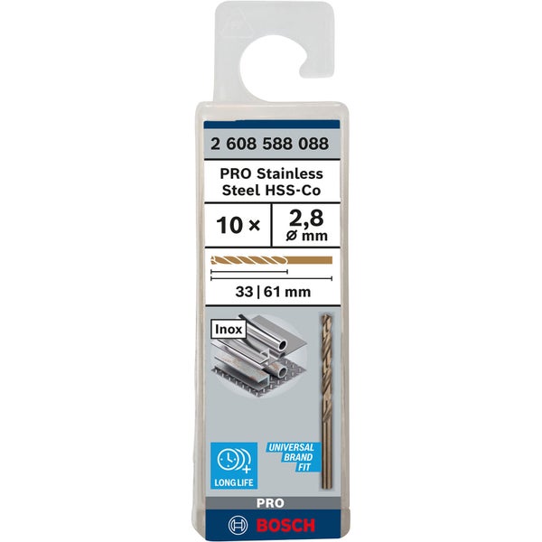 Bosch PRO Stainless Steel HSS-Co Spiralbohrer 2,8 x 33 x 61 mm - 2608588088