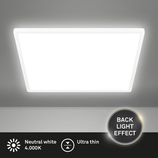 Briloner Tava LED Deckenlampe, Indirektes Licht, Flach, Neutralweißes Licht, Weiß, 56 x 56 x 3 cm