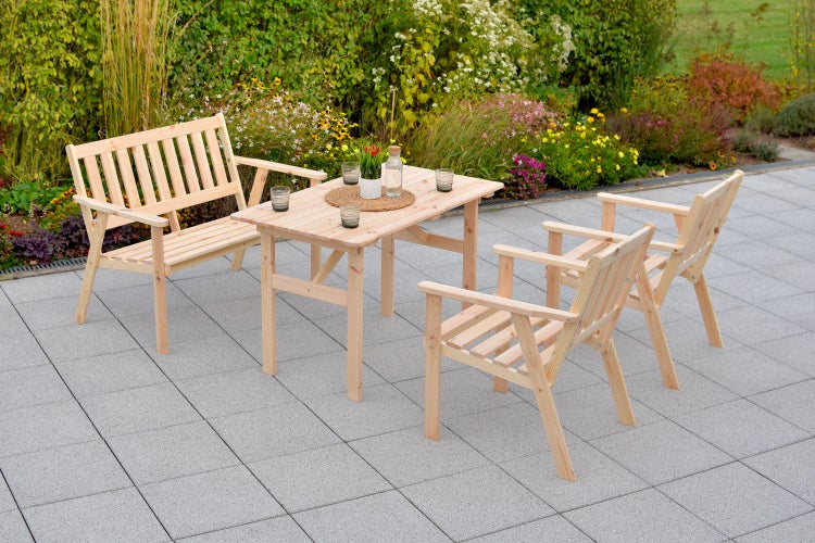 Sylt Set 4tlg., 2 Sessel, 1 zweisitzige Bank, 1 Tisch