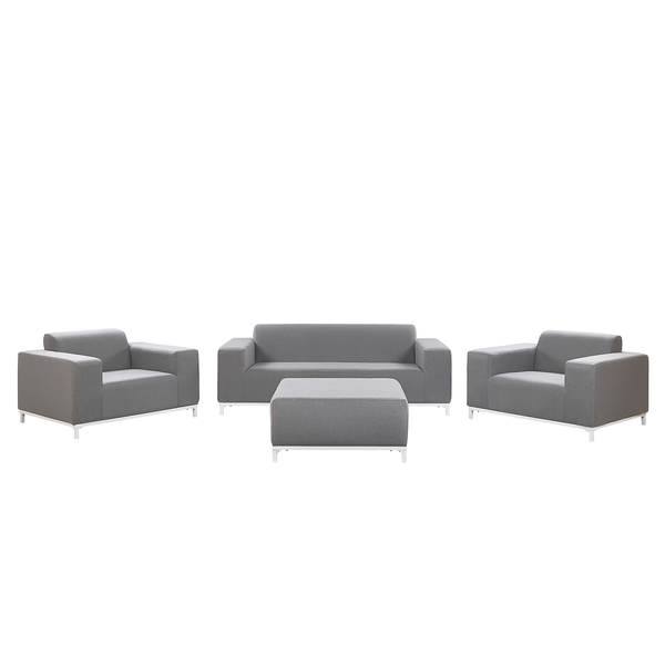 Zweiteiliges Sofa, Sessel und Hocker Sitzgruppe