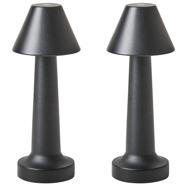 Zwei schwarze Tischleuchten