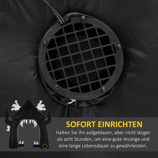 Outsunny Halloween aufblasbarer Bogen, Halloween Dekoration, 300 cm Große Halloween-Deko mit LED-Beleuchtung, Partydekoration für Innen- & Außenbereiche