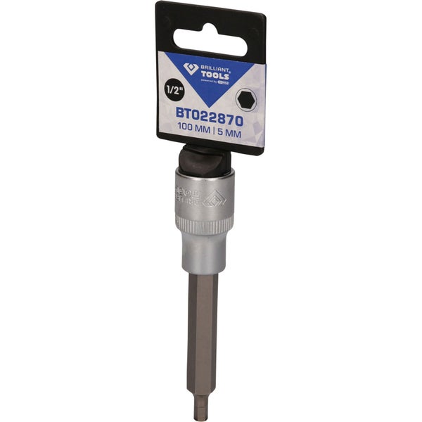 Brilliant Tools Innensechskant-Steckschlüssel, 1/2 Zoll, 100 mm lang, 5 mm Schlüsselweite