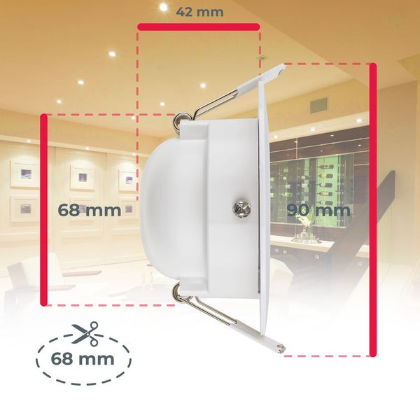 Einbaustrahler 68mm 6er Set - 230V, 4,9W, 480lm, LED, IP65, warmweiß, weiß