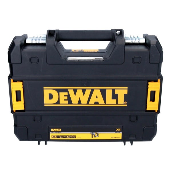 DeWalt Werkzeugkoffer aus robustem Kunststoff mit Tragegriff und DeWalt Logo.