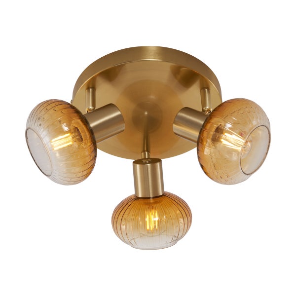 Deckenleuchte mit drei Leuchten aus Glas und Metall