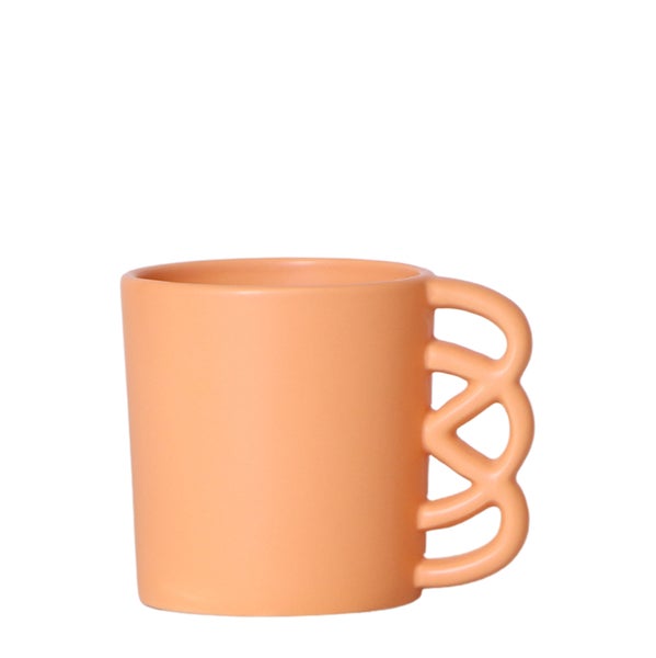 Übertopf Happy Mug - glücklicher Kaffebecher - fröhliche Keramik passend für 9cm Töpfe - orange