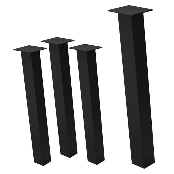 ML-Design 4er Set Tischbeine schräg 72 cm, Schwarz glänzend, aus pulverbeschichtetem Stahl, eckig, Profil 8x8 cm, I-Form, Möbelfüße Metall 96° Neigung, Tischfüße Möbelbeine für Esstisch & Schreibtisch