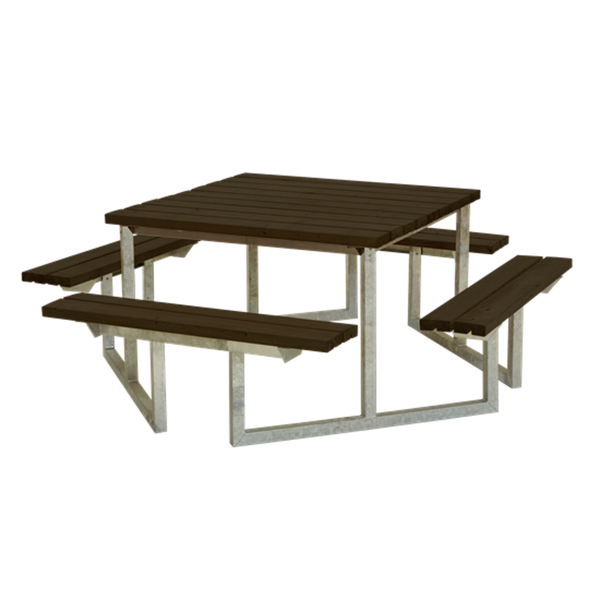 Picknicktisch, Gartentisch, Gartenmöbel -Sitzgruppe Twist – 8 Sitzplätze- KDI Holz -Schwarz