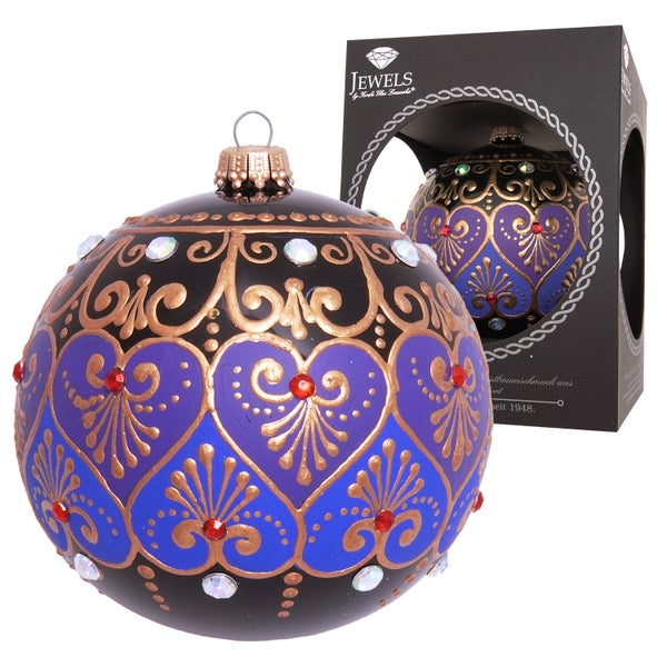 Kugel Byzanz, Schwarz Glanz, 10cm, 1 Stck., Weihnachtsbaumkugeln, Christbaumschmuck, Weihnachtsbaumanhänger