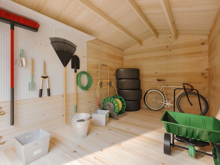 Alpholz Gerätehaus Emelie Gartenhaus aus Holz, Holzhaus mit 34 mm Wandstärke Blockbohlenhaus, Naturbelassen