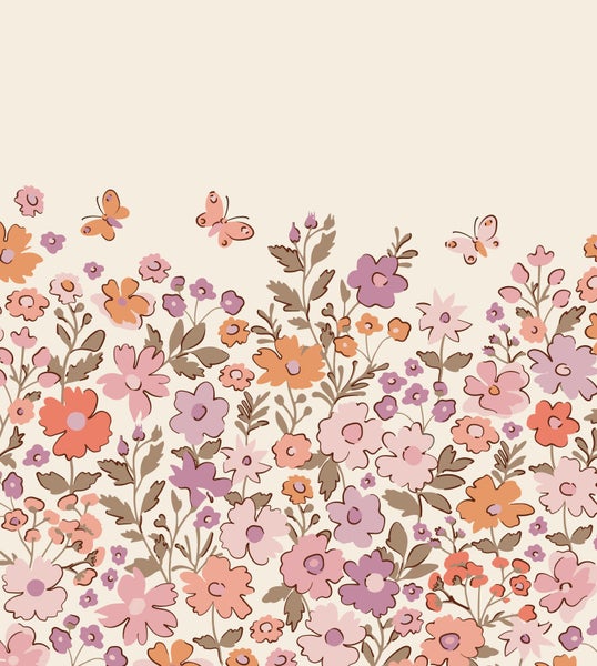 Blumenmuster mit Blumen und Schmetterlingen