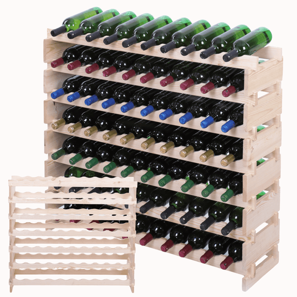 Weinregal VINOTECA FLEX PRO HxBxT 93x103x28cm 70 Flaschen auf 7 Ebene Massives Kiefernholz Natur unbehandelt