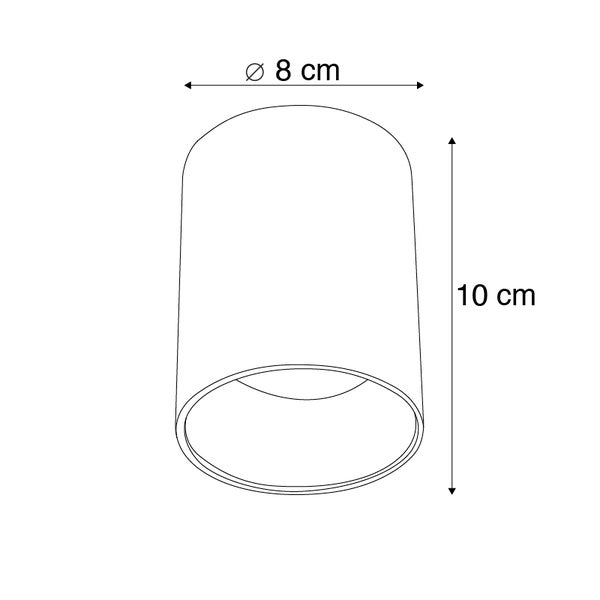 Technische Zeichnung einer Leuchte mit einem Durchmesser von 8 cm und einer Höhe von 10 cm.