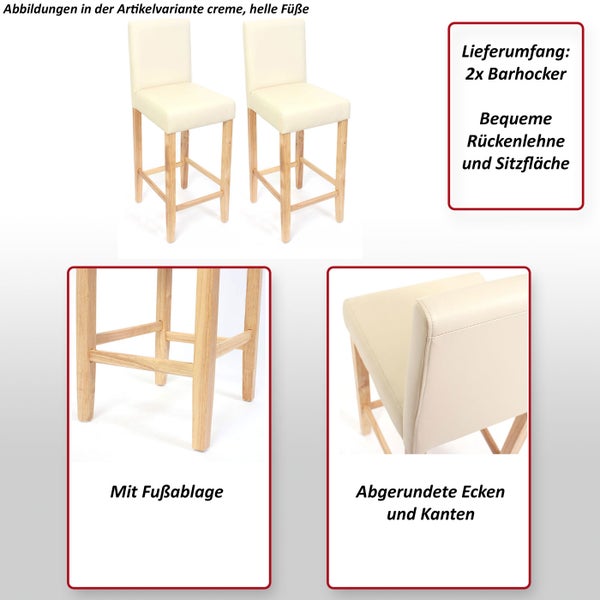 Zwei Barhocker mit Rückenlehne und Fußstütze