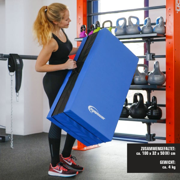 200x100cm Klappbare Gymnastikmatte - 8 cm dicke Turnmatte Blau Schwarz