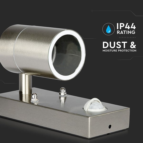 V-TAC VT-7621PIR - GU10 Außenbeleuchtung - Wand - Armaturen - Edelstahl - IP44