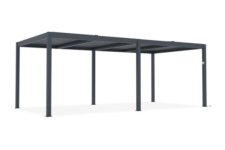 Pergola bioklimatisch aus graue Aluminium SANTA 6x3m - elektrisch verstellbares Lamellendach