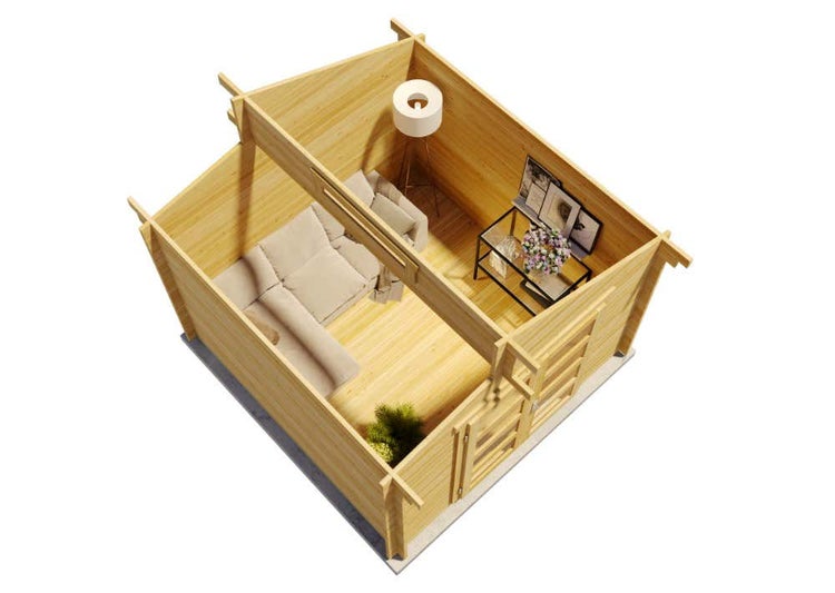 Alpholz Gartenhaus Aktiva Gartenhaus aus Holz in Pinie, Holzhaus mit 28 mm Wandstärke, Blockbohlenhaus mit Montagematerial imprägniert 3,2x3,2m