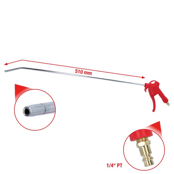 Druckluftpistole mit 510 mm Düse und 1/4 Zoll PT Anschluss