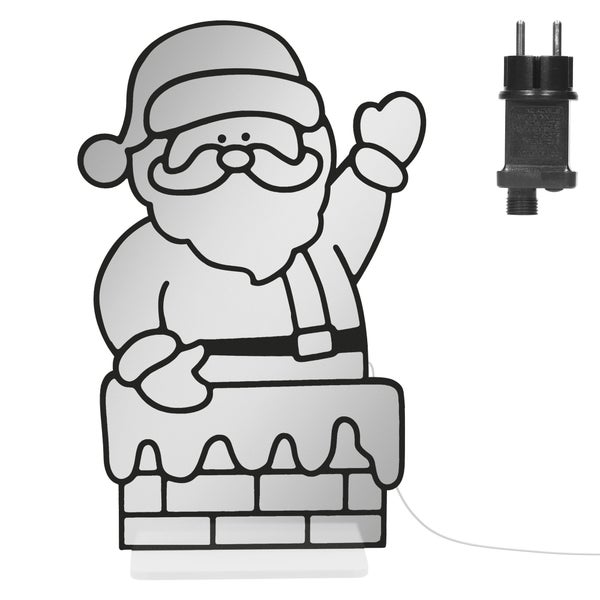 LED Weihnachtsmann Figur im Schornstein mit Netzstecker für Innen und Außenbereich