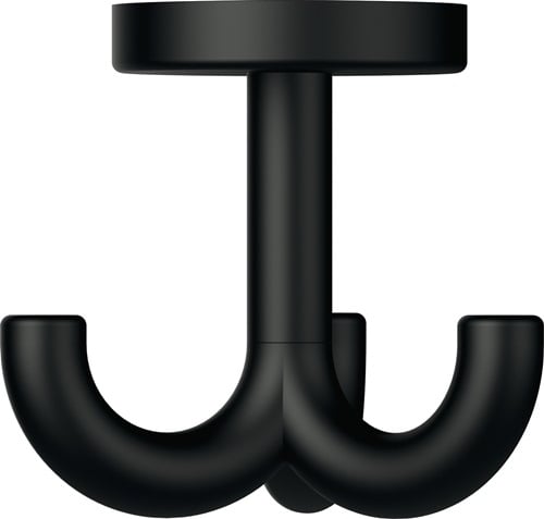 Dreifacher Deckenhaken aus Metall in Schwarz matt mit runder Basis.