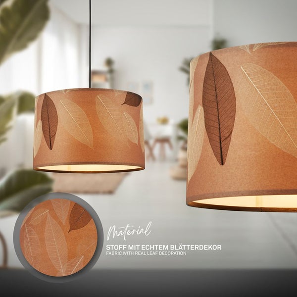 Briloner Mata Pendelleuchte, Blätterdekor, 3-Flammig, Boho-Stil, E27 Fassung, Caffefarben, 110 x 25 x 120 cm