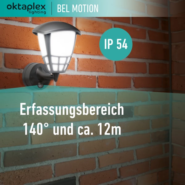 Aussenlampe E27 Bewegungsmelder anthrazit IP54 Wandlaterne für Außenbereich wechselbares Leuchtmittel 230V vielseitig einsetzbar