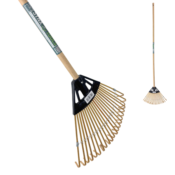 Laubbesen mit Holzstiel für den Garteneinsatz