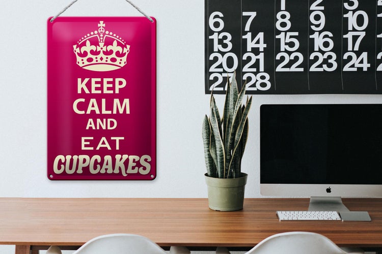 Blechschild Spruch 20x30cm Keep Calm and eat Cupcakes