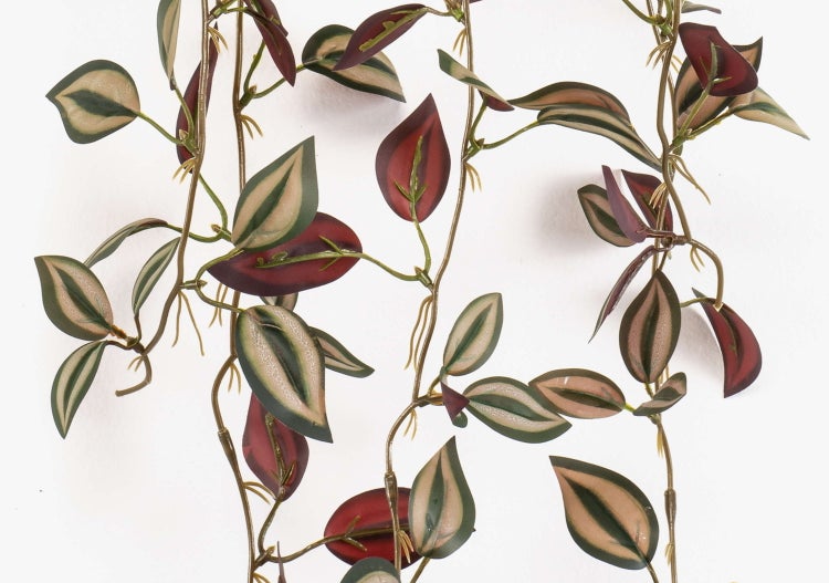 Kunst Hänger Tradescantia zebrina SAELFES auf Steckstab, grün-Burgunderrot, 85cm - Künstliches Zebra-Ampelkraut