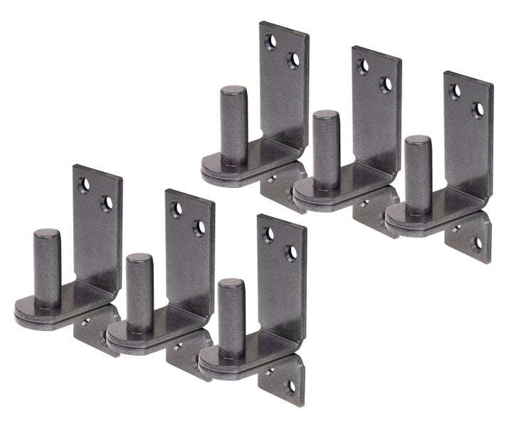 Set von sechs Metall-Torangelbändern für schwere Tore mit Anschraubplatte und vertikalem Bolzen zur Montage